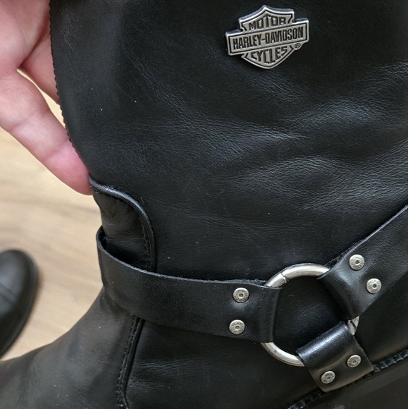 Harley-Davidson Black Leather Upper Rounded Toe Biker Boot Size 10 - Picture 8 of 12